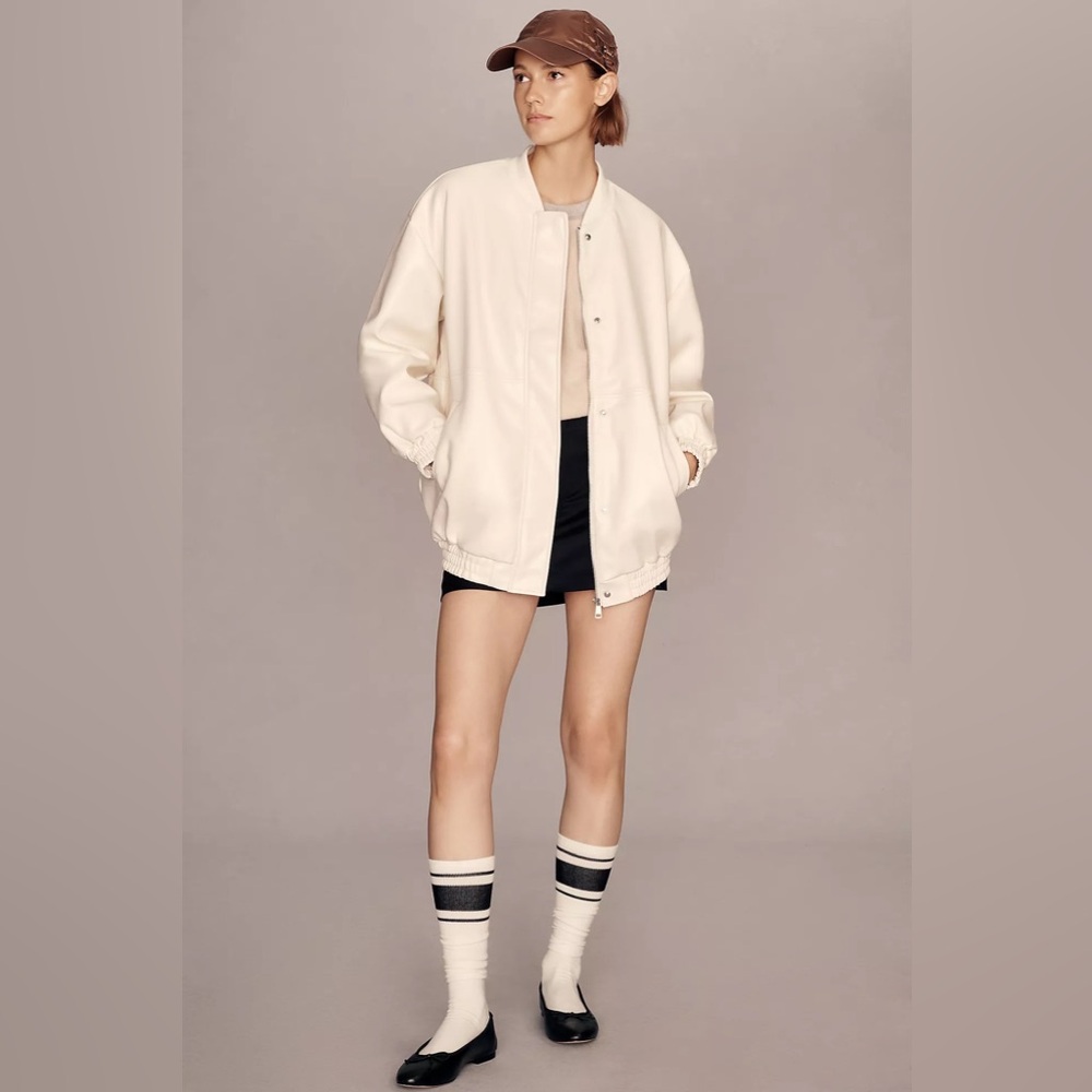 Anthropologie Maeve Oversized Patent Leather Bomber Jacket - Picture 6 of 16